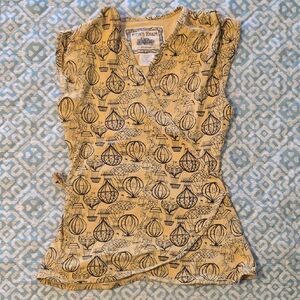Effie's Heart Yellow Hot Air Balloon Wrap Blouse